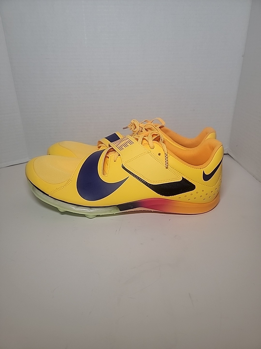 Nike Long Jump Elite Men's Size 12.5 Citron Pulse Indigo Burst Yellow FZ9326 800